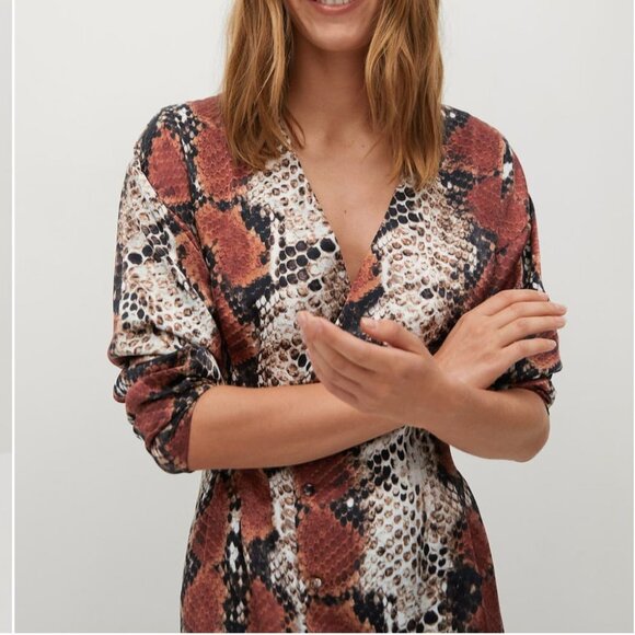 Mango Animal Snake Print Long Gown Size Small NWT - Picture 3 of 12